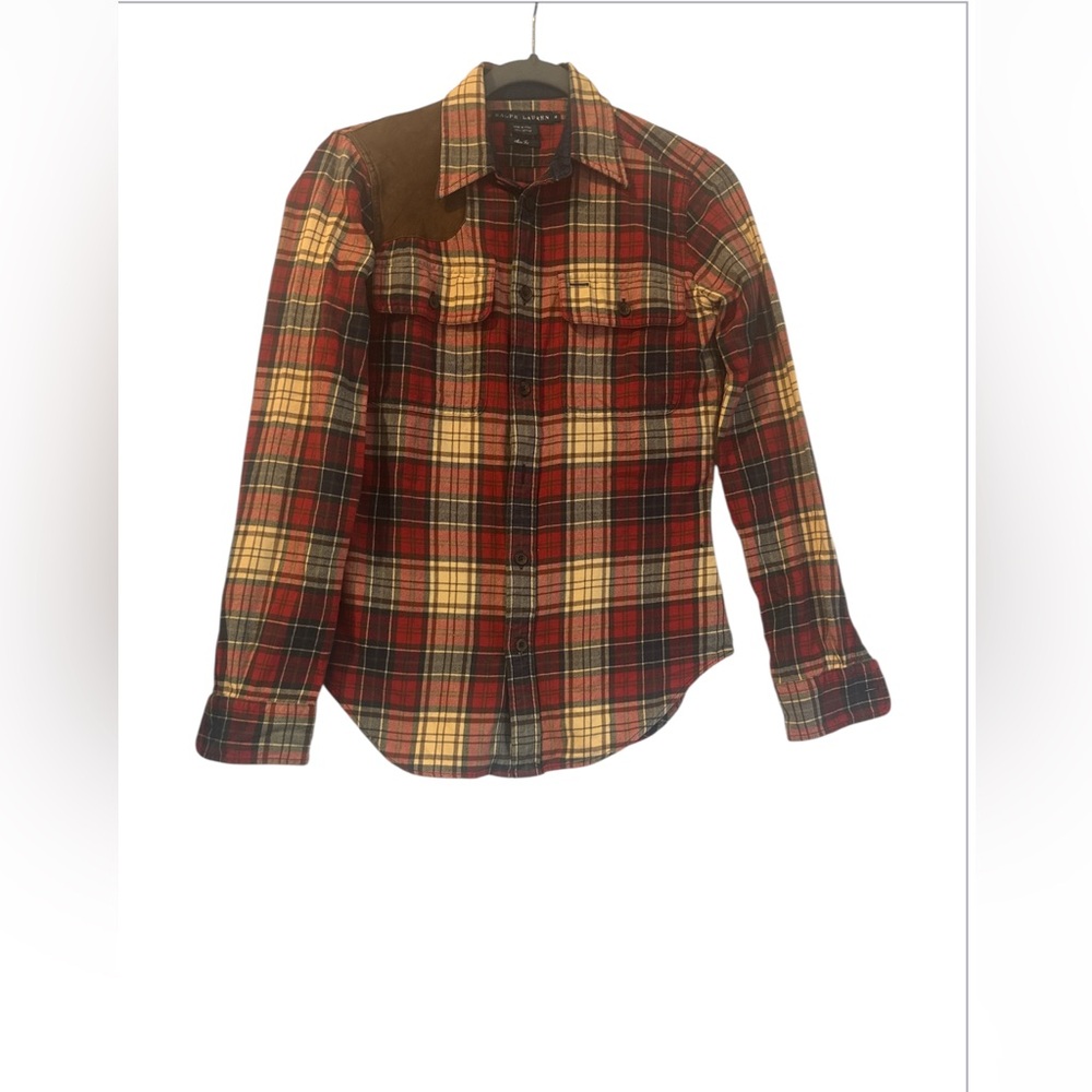Ralph Lauren Red and Blue Plaid Slim Fit Shirt
